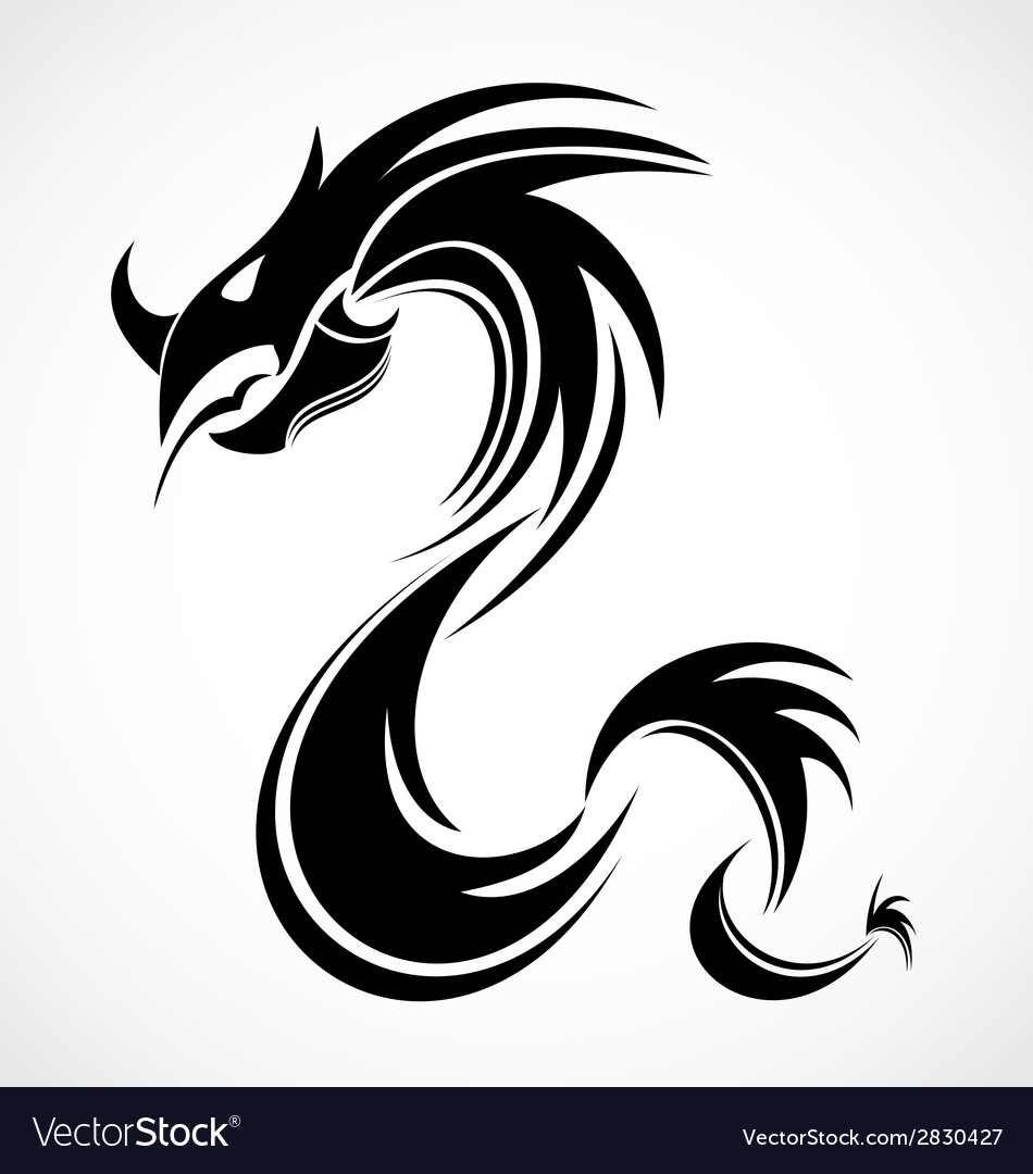 Tribal dragon tattoo design Royalty Free Vector Image