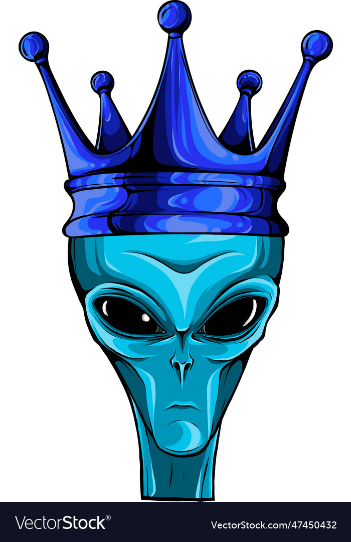 Alien Wearing Crown Art Royalty Free Vector Image