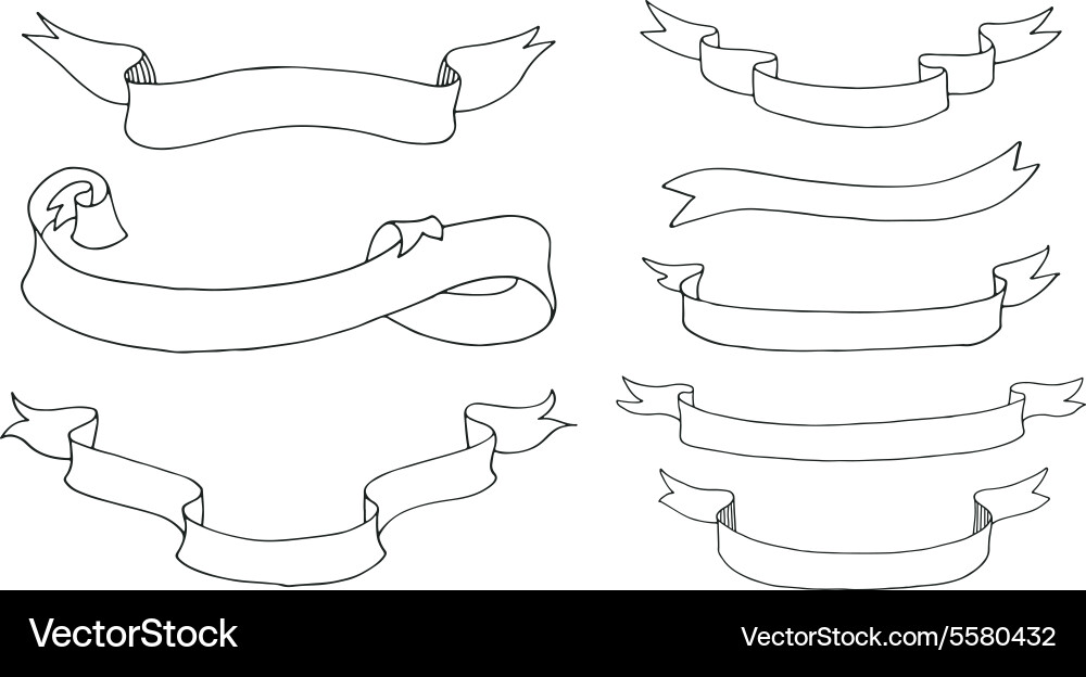Collection of hand drawn ribbons Royalty Free Vector Image