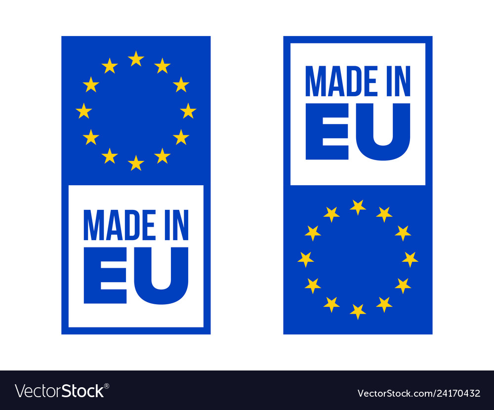 Made in eu quality certificate label with europe vector image Made in eu quality certificate label with europe