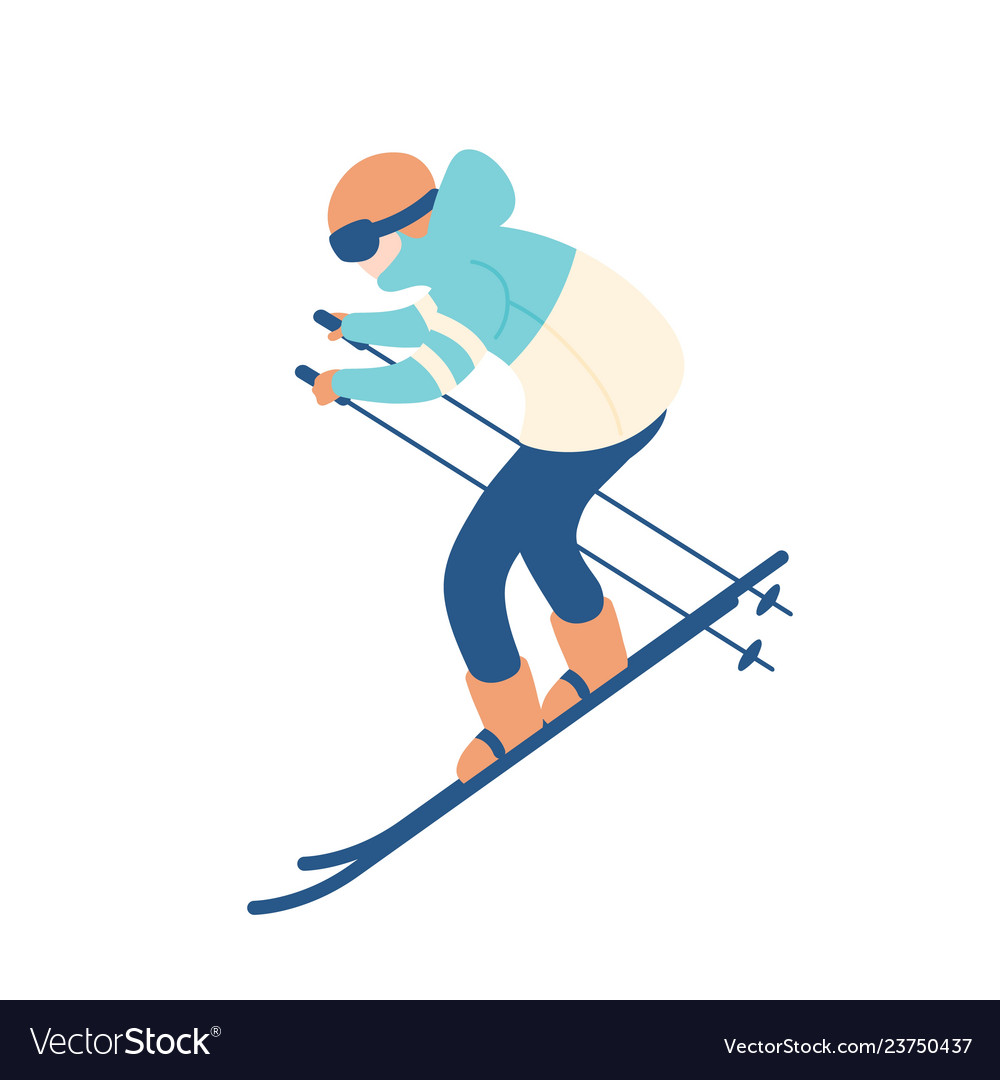 Guy in snow suit skiing man on skis sportsman Vector Image