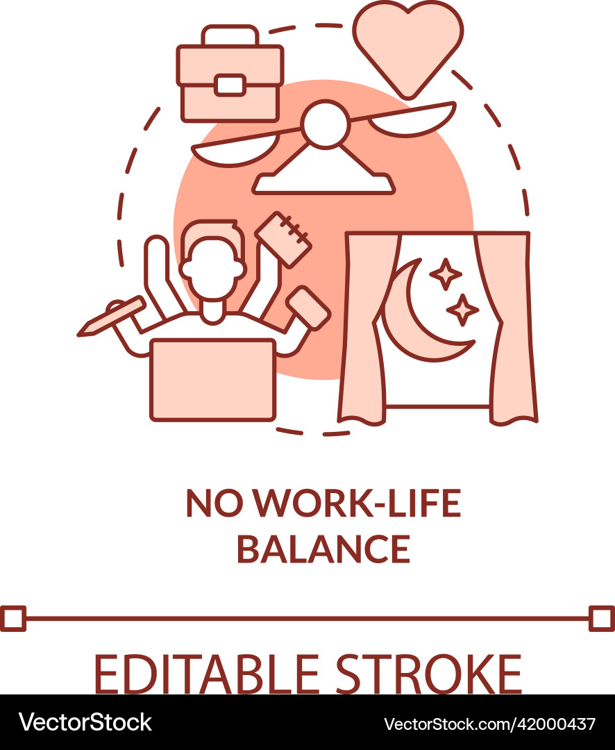 No work life balance red concept icon Royalty Free Vector