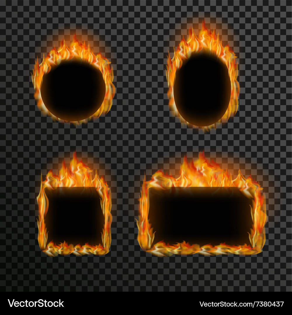 Set of realistic transparent fire flames Vector Image