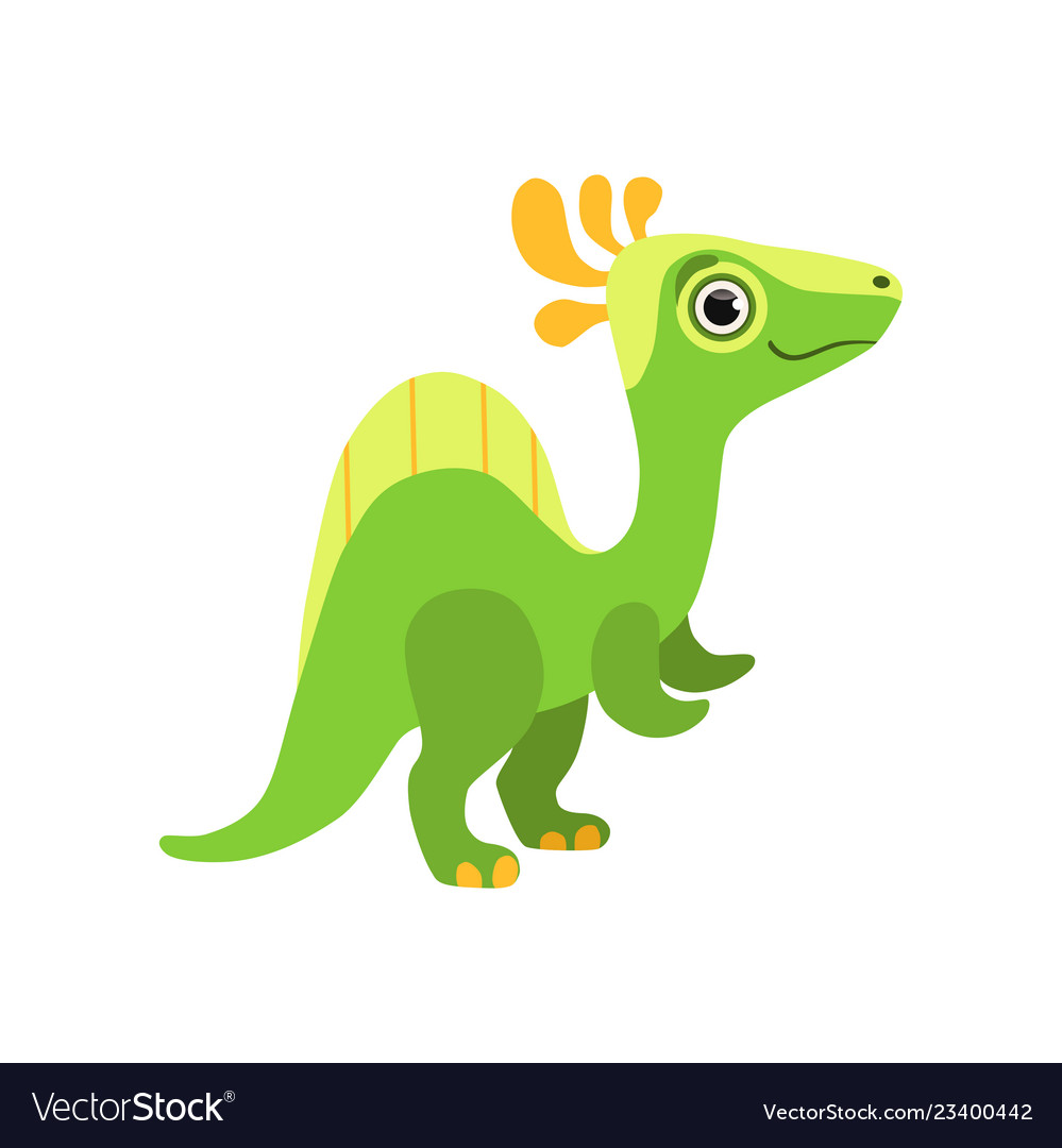 Cute spinosaurus dinosaur green baby dino cartoon Vector Image