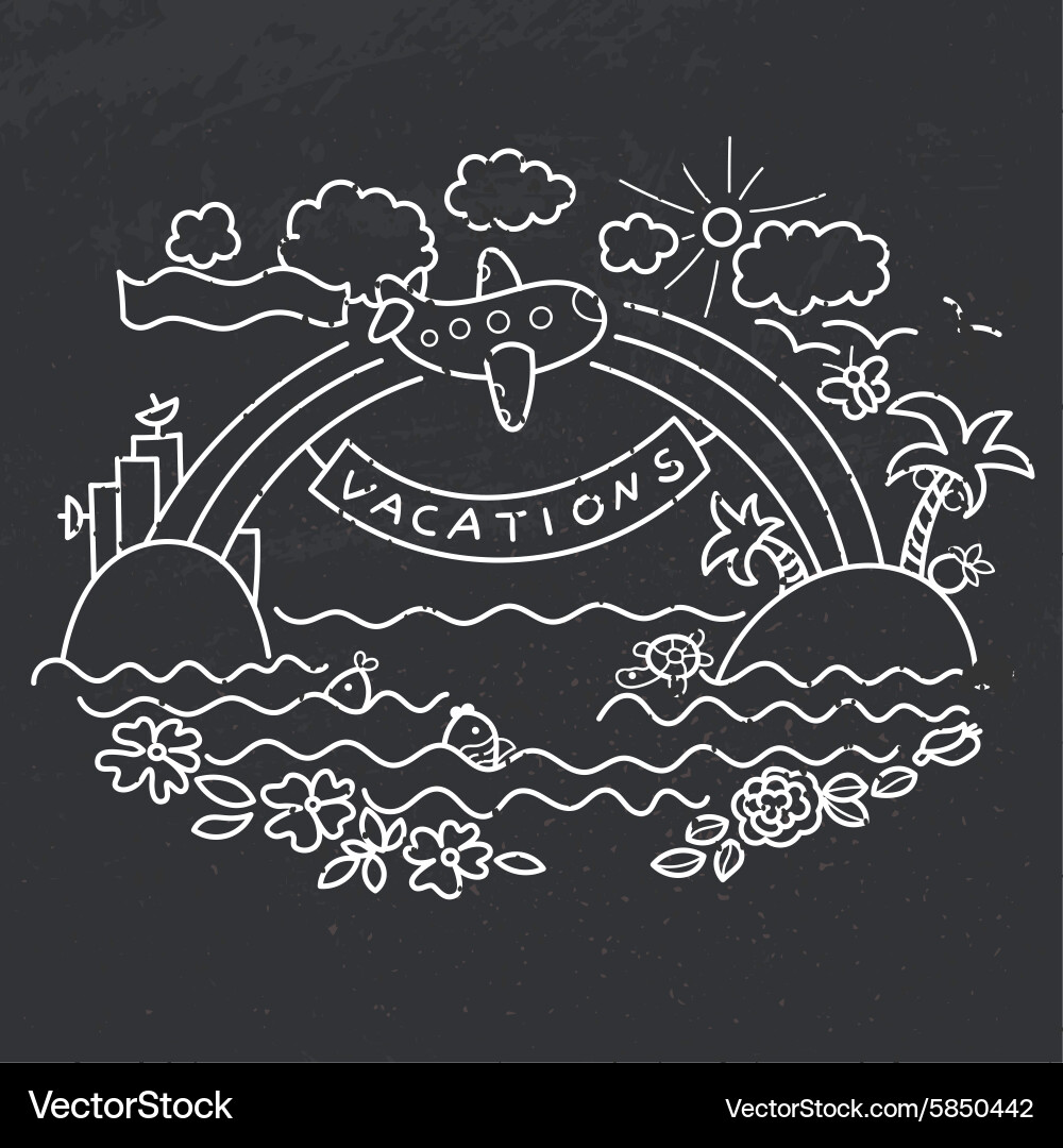 Freehand Drawing Flight Of Airplane Royalty Free Vector