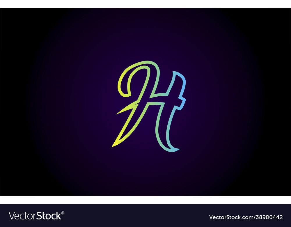 H green yellow creative handwritten alphabet Vector Image