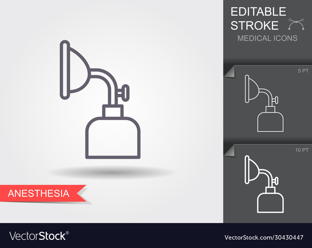 Anesthesia mask linear medical symbols Royalty Free Vector