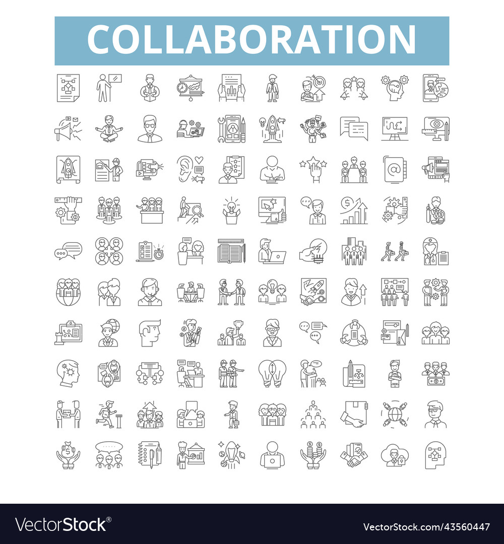 Collaboration icons line symbols web signs Vector Image