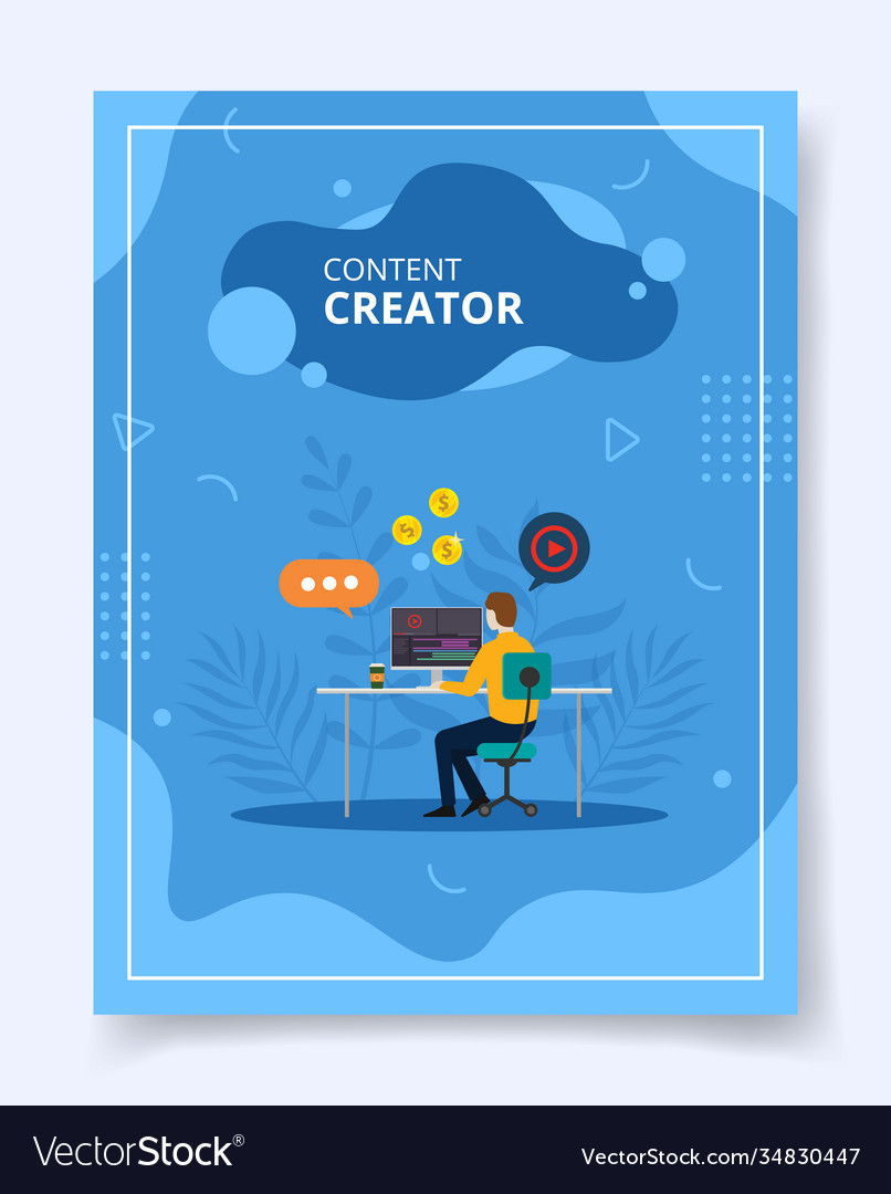 Content creator edit video upload for template of Vector Image