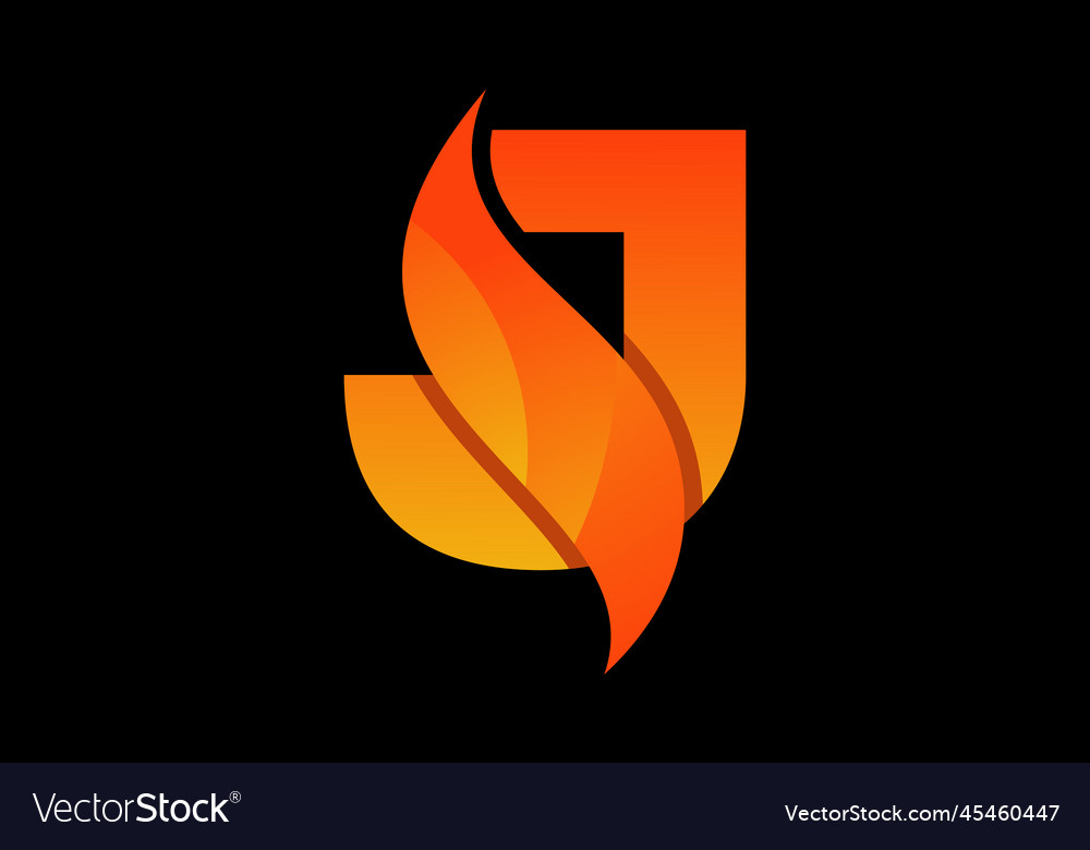 Initial j monogram letter with a swoosh or flame Vector Image