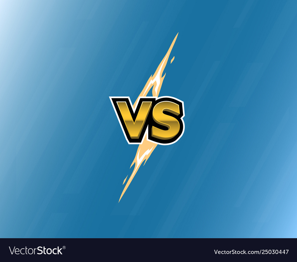 Vs letters lightning on blue background versus Vector Image