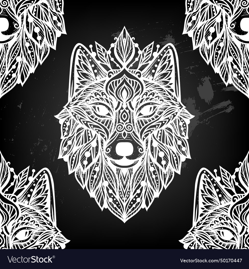 Wolf mandala spiritual Royalty Free Vector Image