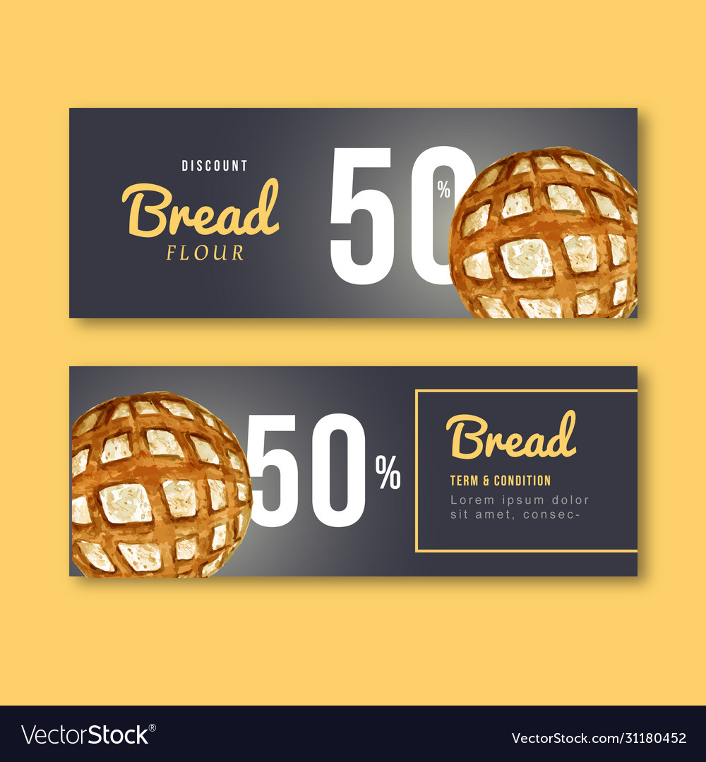 Bakery gift voucher template bread and bun Vector Image