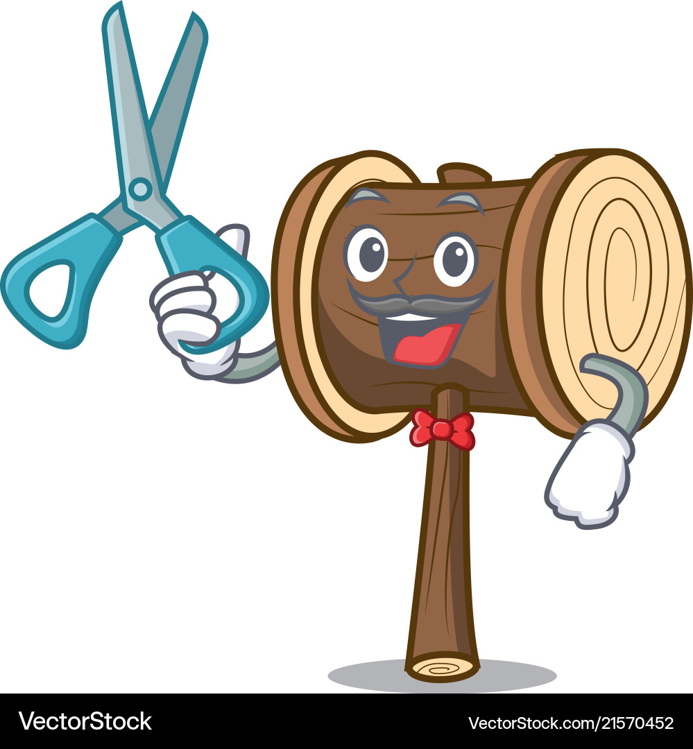 Barber mallet character cartoon style Royalty Free Vector