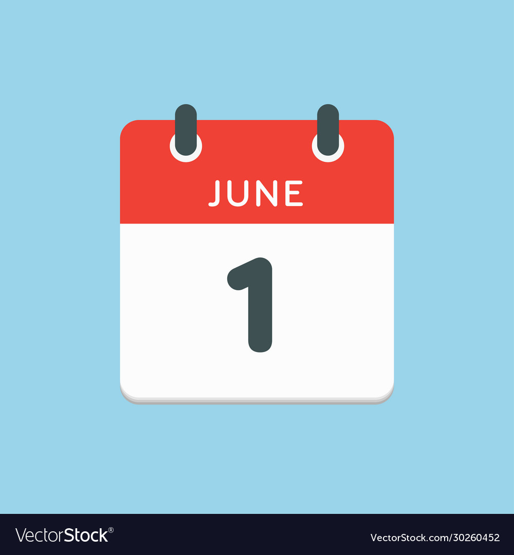 Icon calendar day 1 june summer days year Vector Image