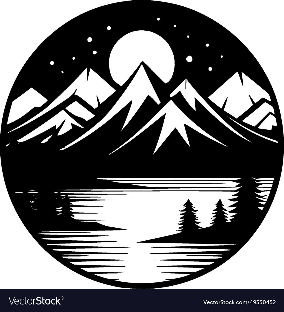 Lake - black and white isolated icon Royalty Free Vector