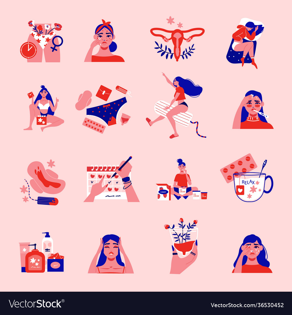 Menstruation Pms Icon Set Royalty Free Vector Image 5238