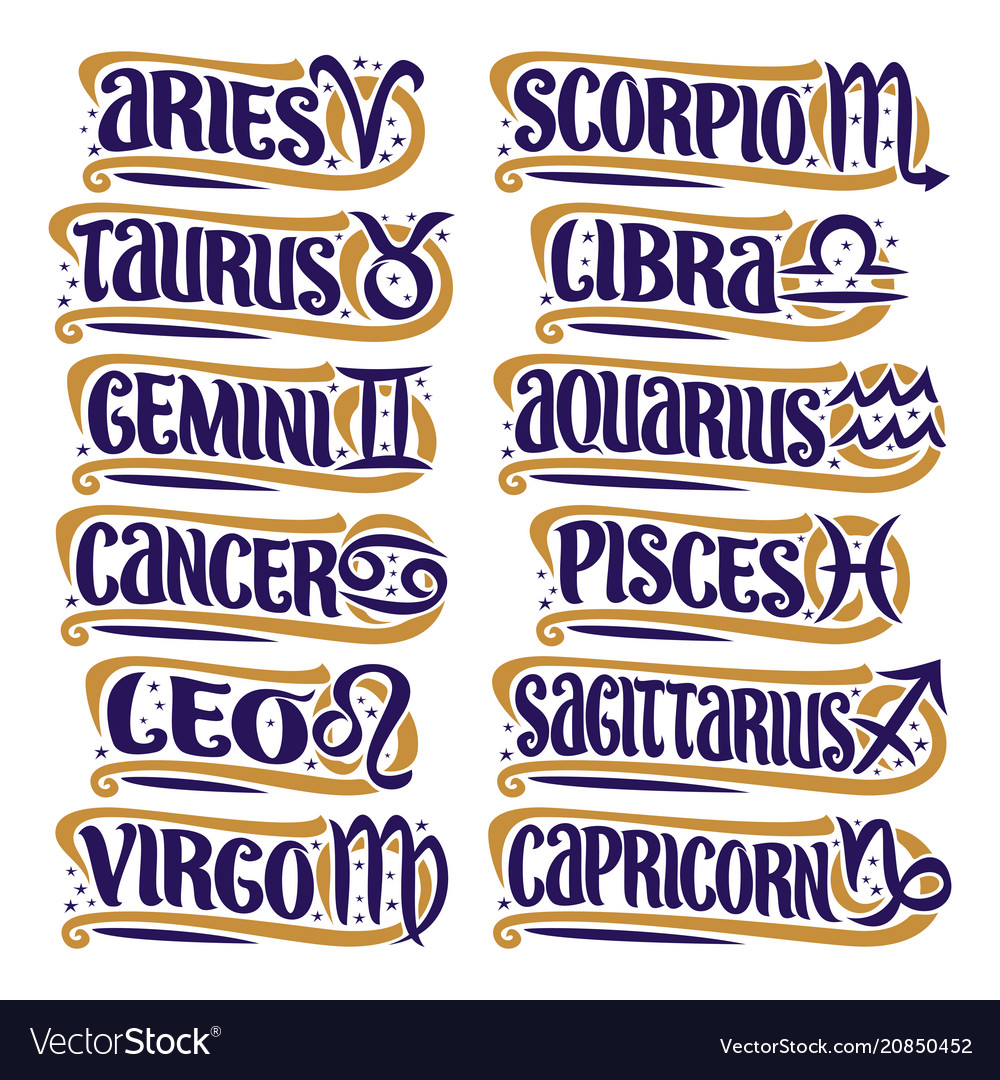 Set of zodiac signs
