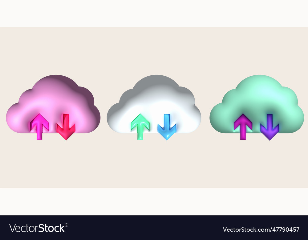 3d icon upload data cloud system data loading Vector Image