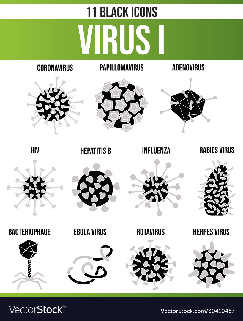 Black icon set virus i Royalty Free Vector Image