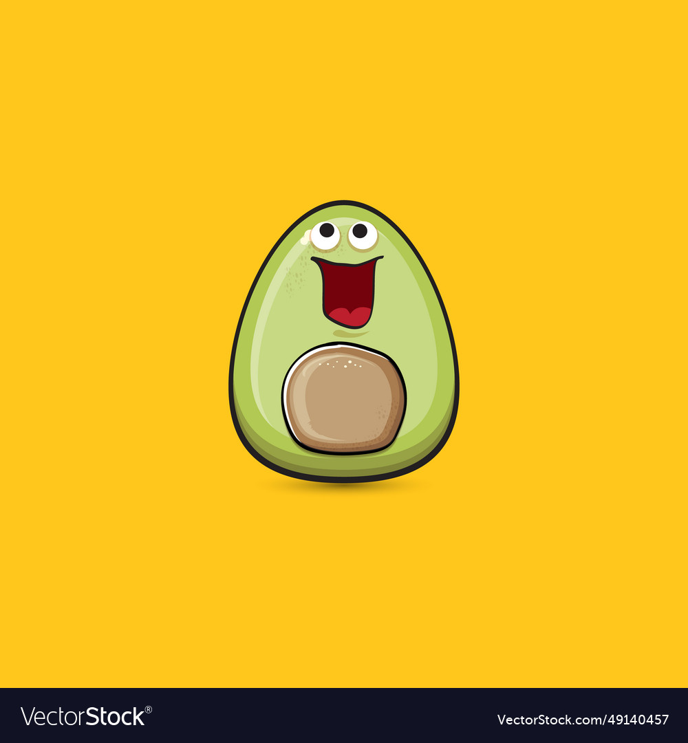 Funny cartoon cute tiny avocado character isolated