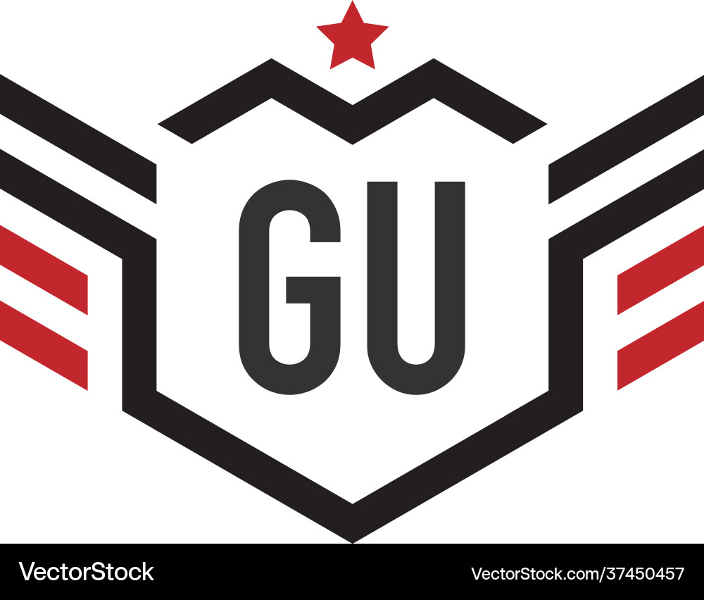 Initial letter gu star wing hexagonal creative Vector Image