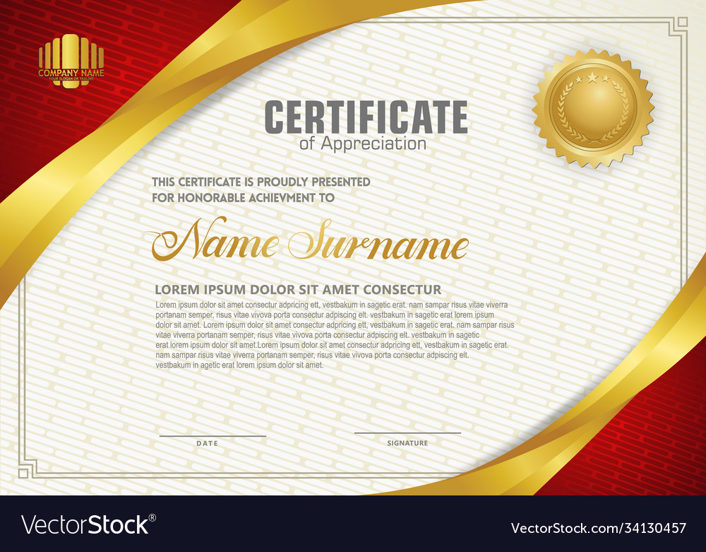 Luxury horizontal certificate template Royalty Free Vector