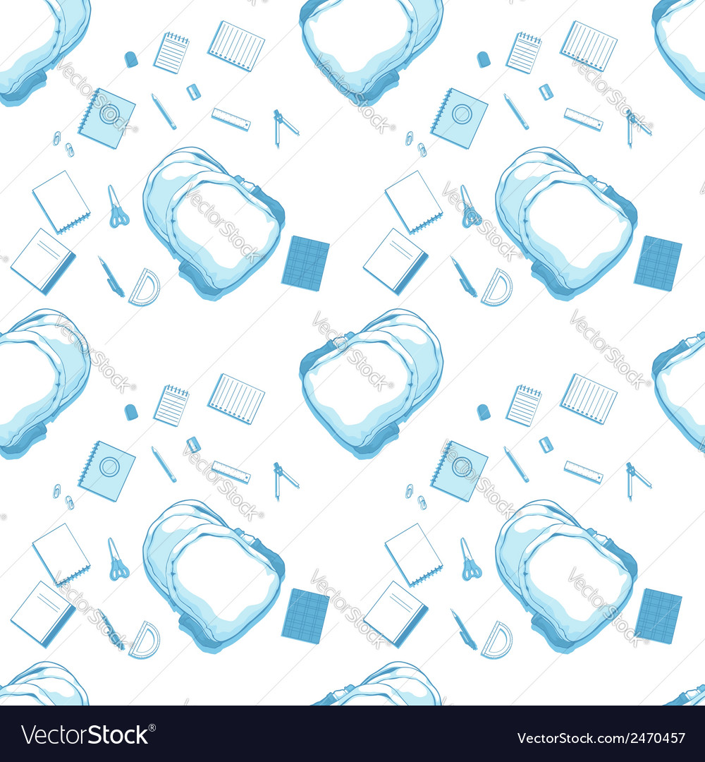 Seamless pattern of school bag and supplies