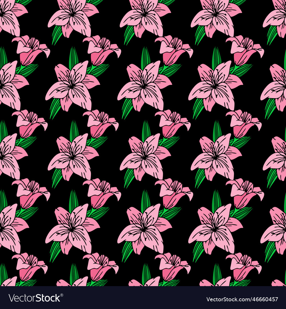Seamless repeating pattern of large pink flowers Vector Image