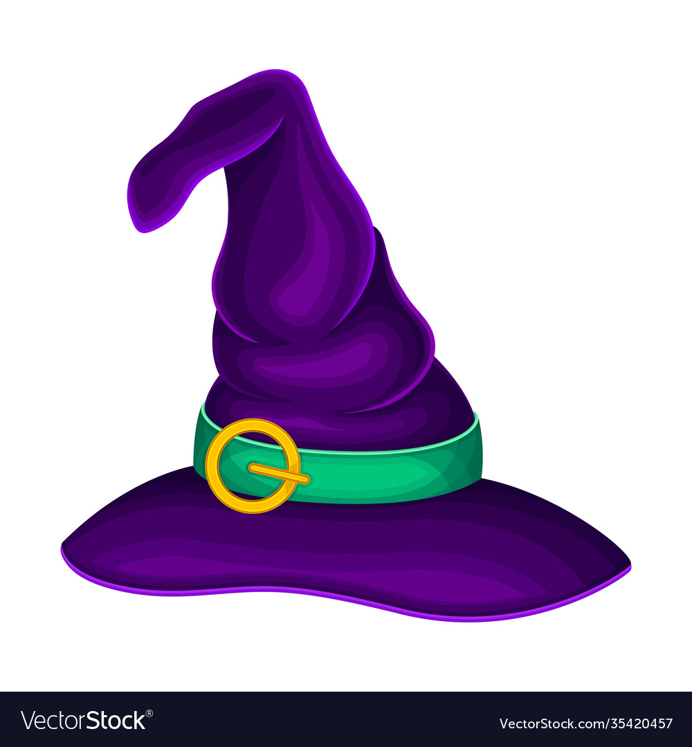 Witch pointed hat with belt and wide brim Vector Image