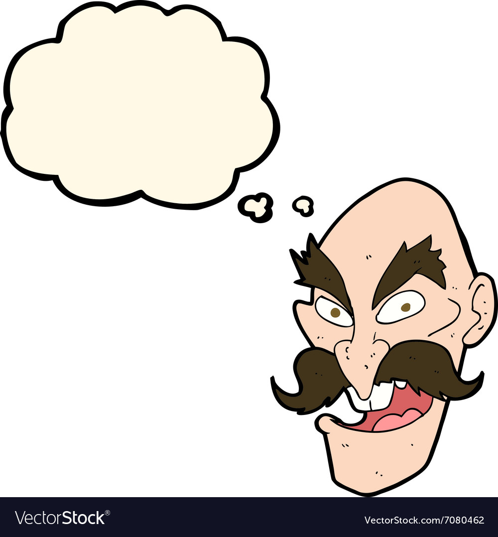 Cartoon evil old man face with thought bubble Vector Image