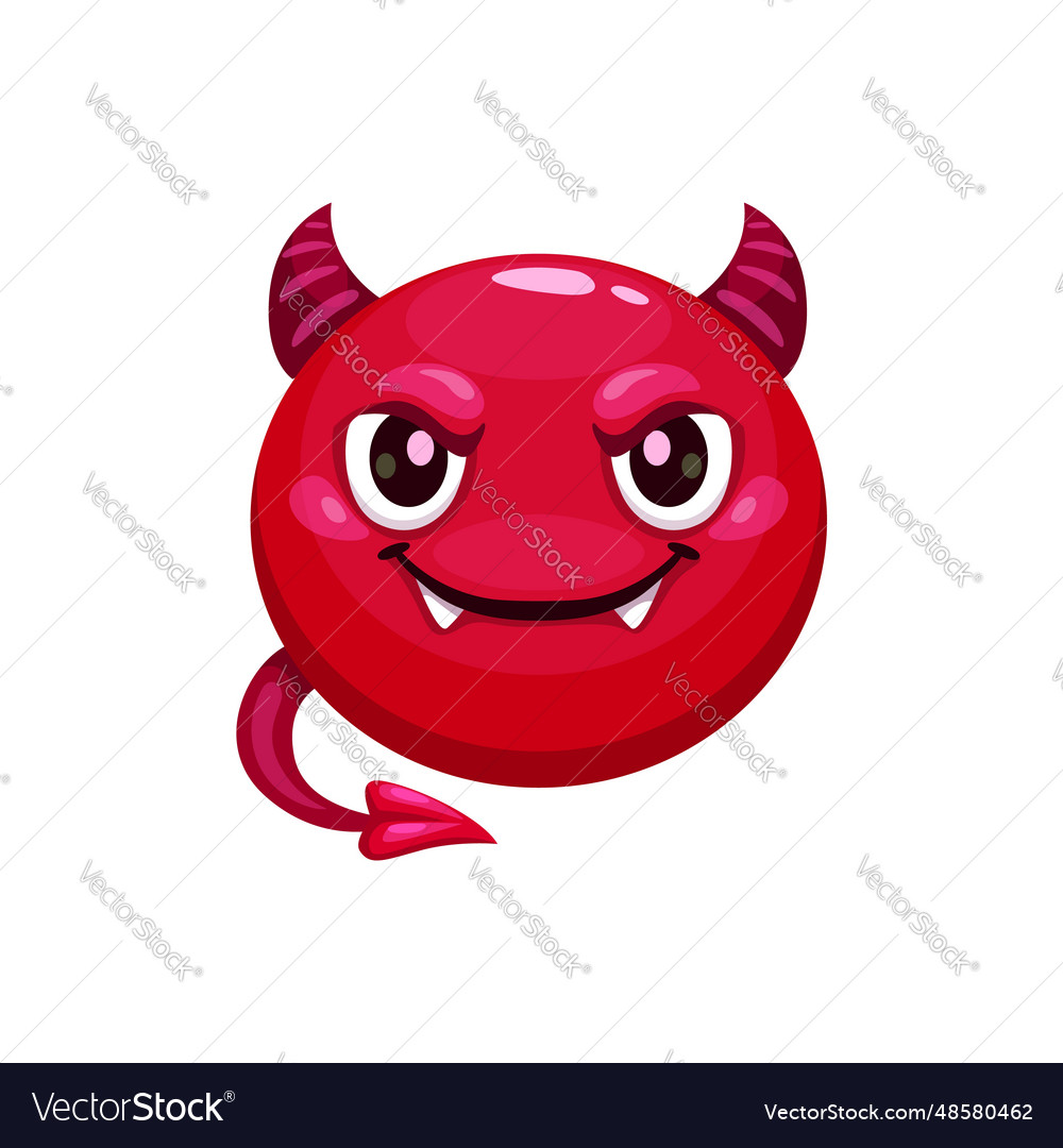 Cartoon halloween devil emoji face with horns Vector Image