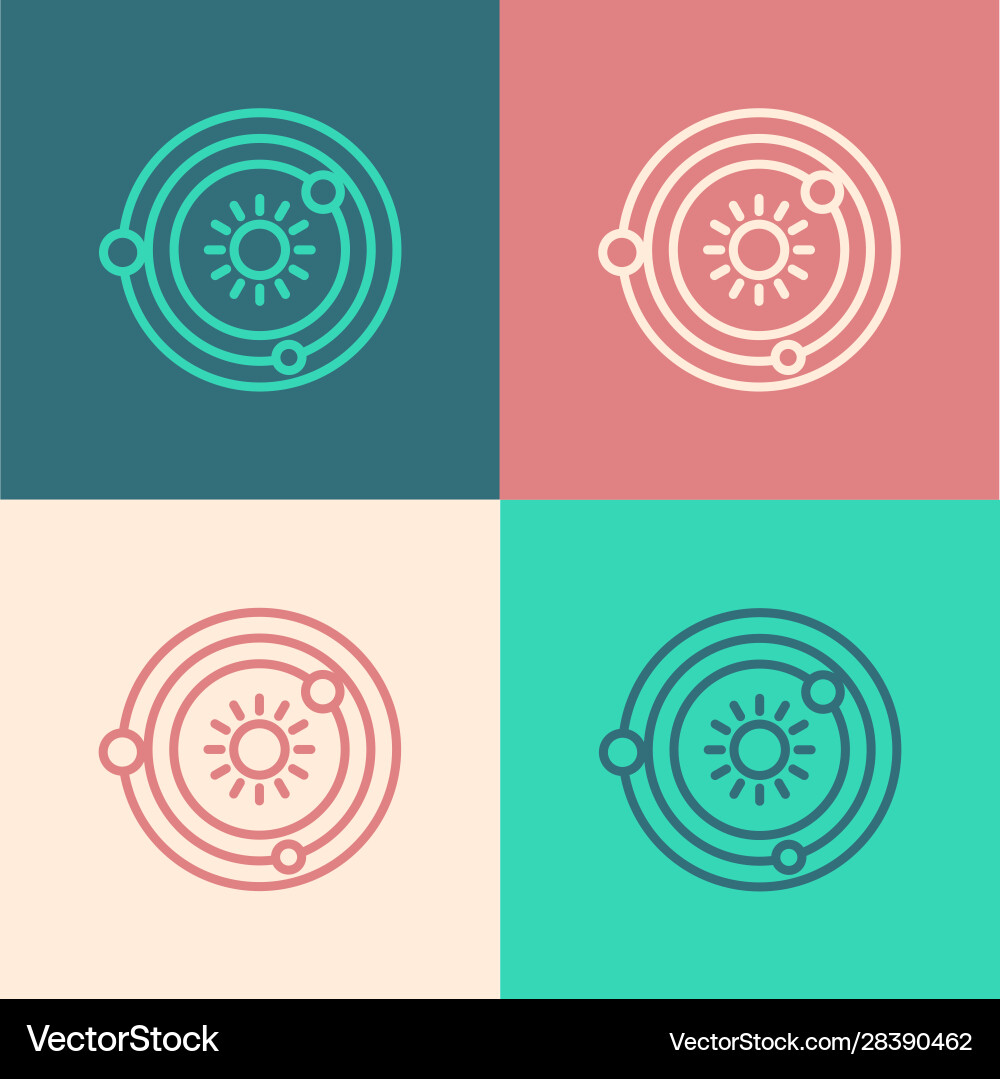 Color line solar system icon isolated on Vector Image