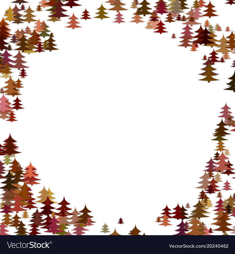 Color Pine Tree Forest Round Frame Design Vector Image