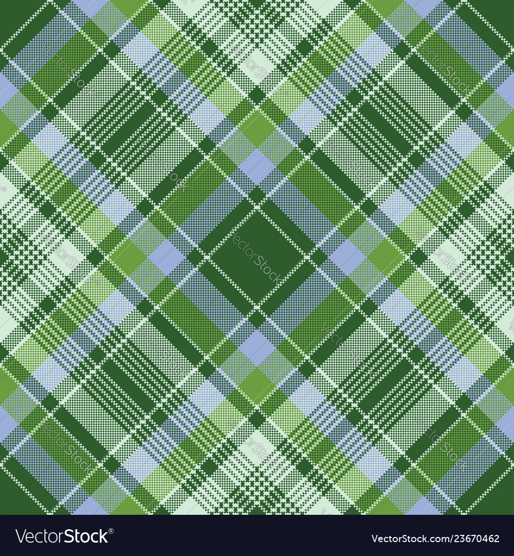 Green check plaid fabric texture pixel seamless Vector Image