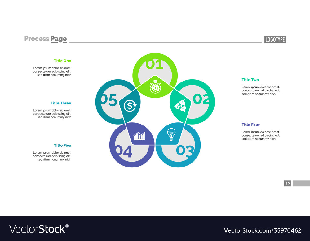 Pentagon Chart Slide Template Royalty Free Vector Image