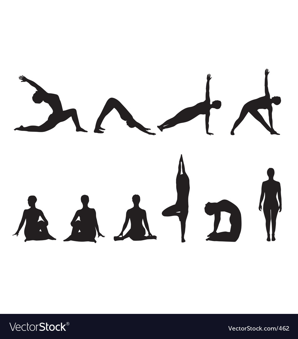 Download Yoga silhouettes Royalty Free Vector Image - VectorStock