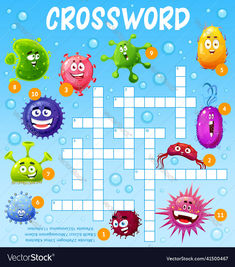 Cartoon funny viruses microbes germs crossword Vector Image Cartoon funny viruses microbes germs crossword Vector Image