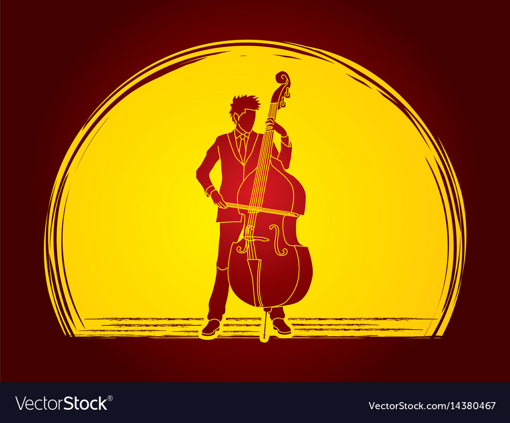 Double bass player a man play Royalty Free Vector Image
