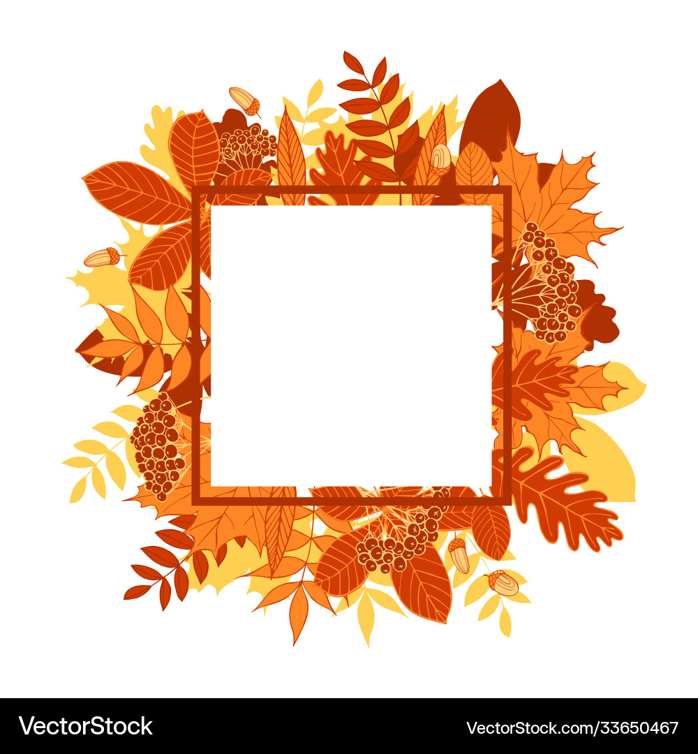 Frame with hand-drawn autumn leaves Royalty Free Vector