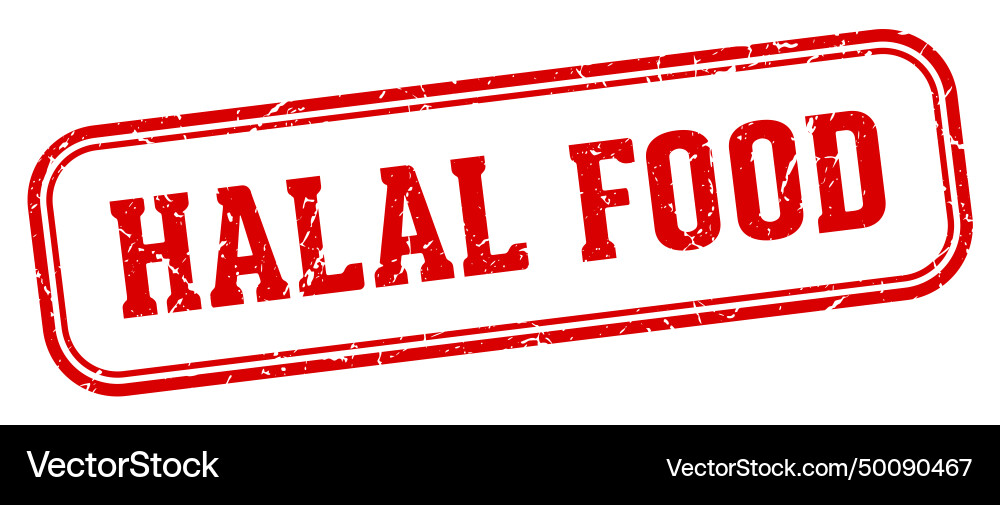 Halal food stamp rectangular Royalty Free Vector Image