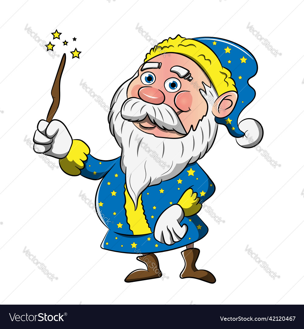 Magical santa claus blue suit cartoon character Vector Image