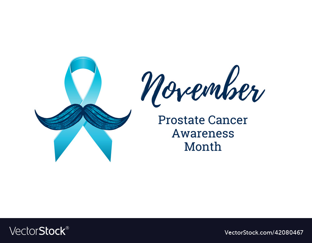 Prostate cancer awareness ribbon with moustaches Vector Image