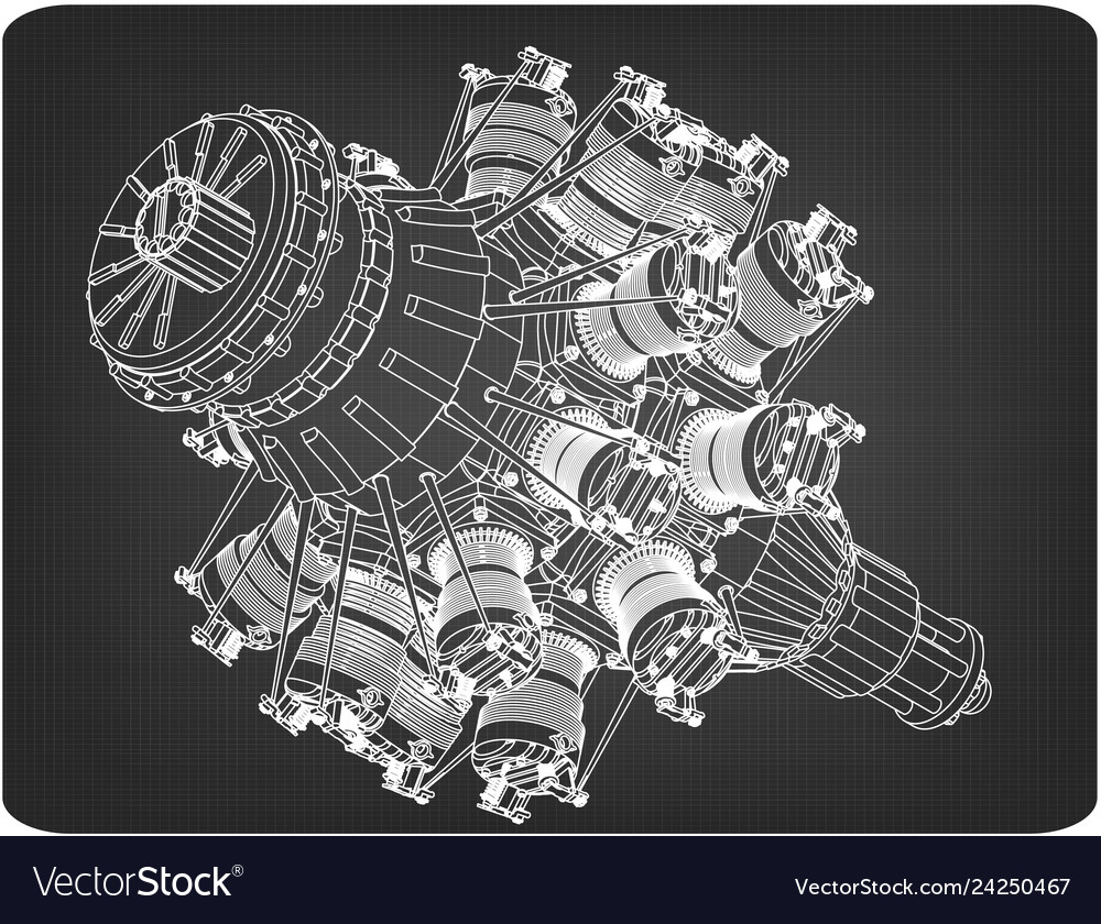 Radial engine on a gray Royalty Free Vector Image