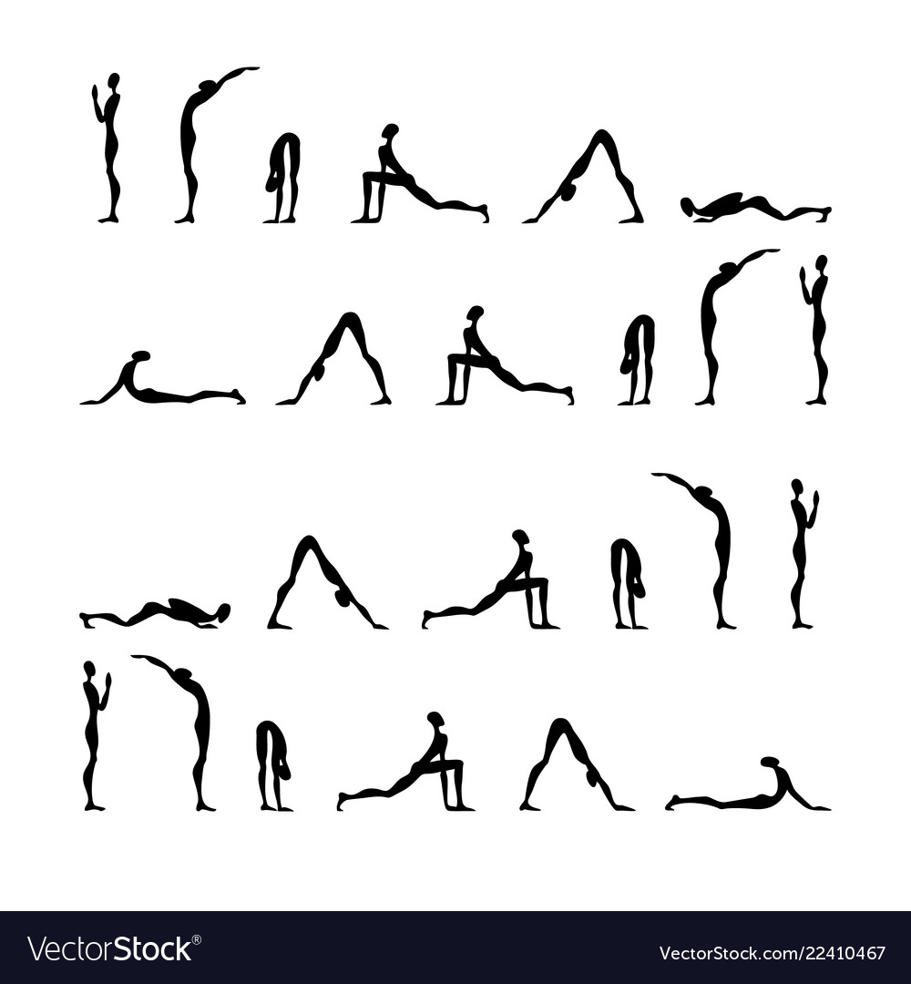 Set of yoga poses silhouettes Royalty Free Vector Image