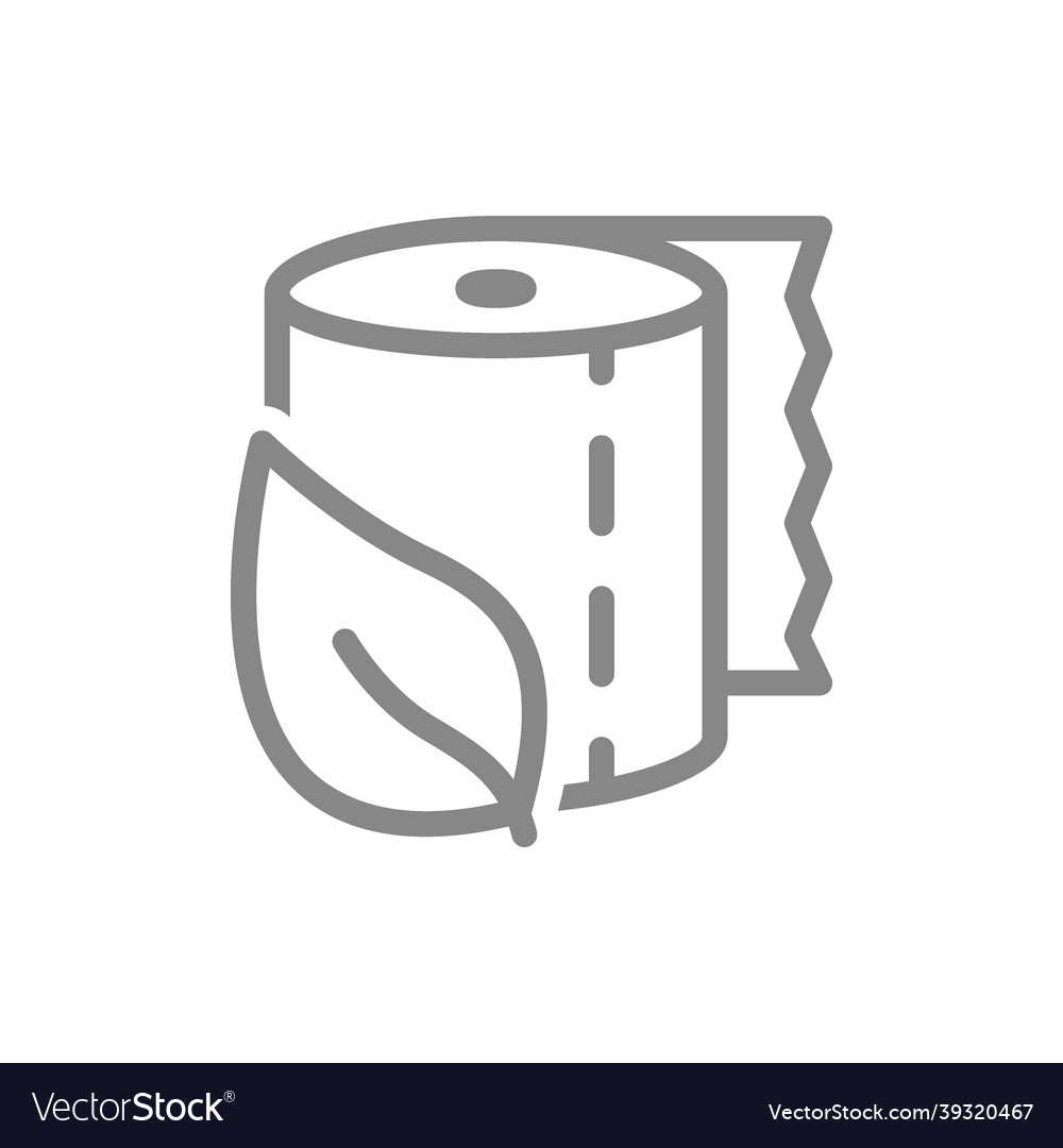 Toilet paper with a leaf line icon paper roll vector image Toilet paper with a leaf line icon paper roll