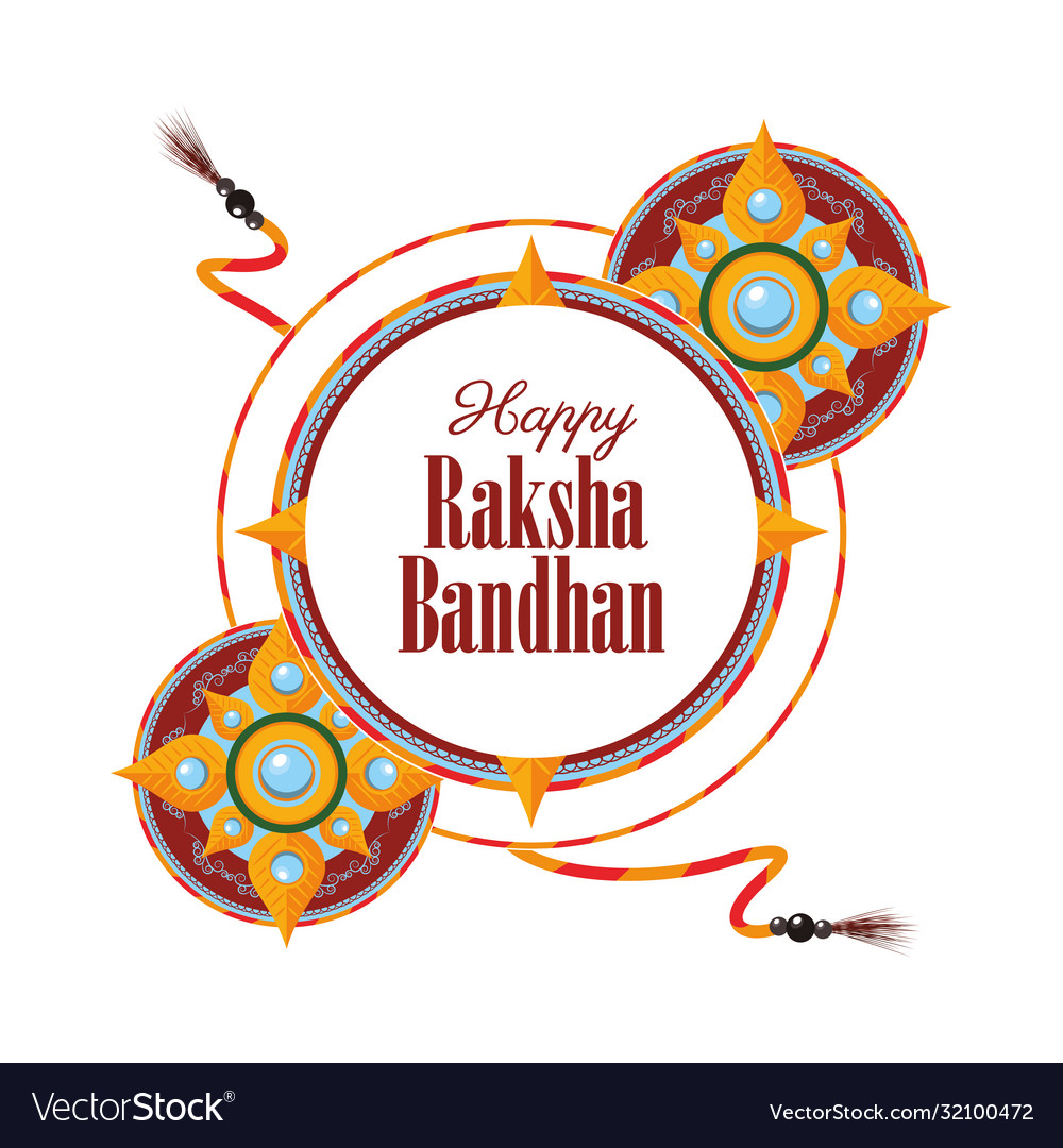 Happy raksha bandhan celebration with circular Vector Image