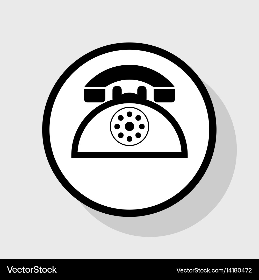 Retro telephone sign flat black icon Royalty Free Vector