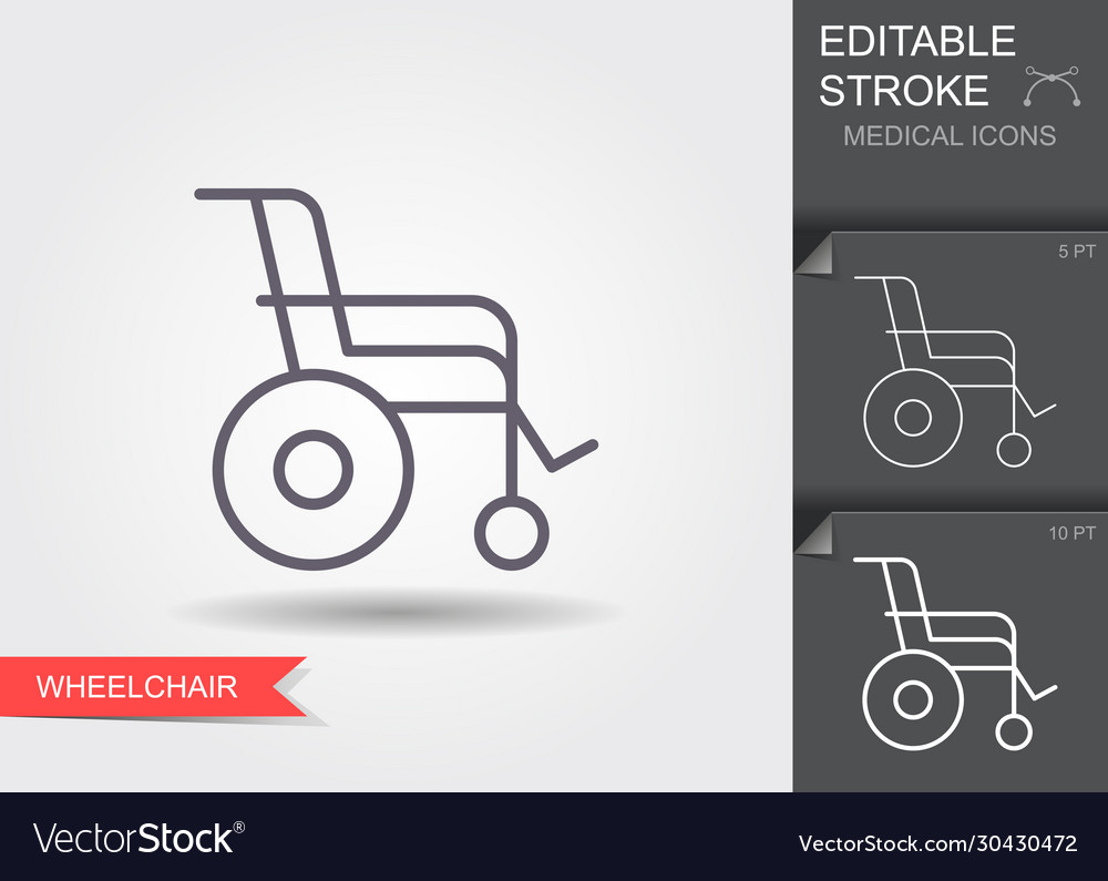 Wheelchair linear medical symbols with editable Vector Image