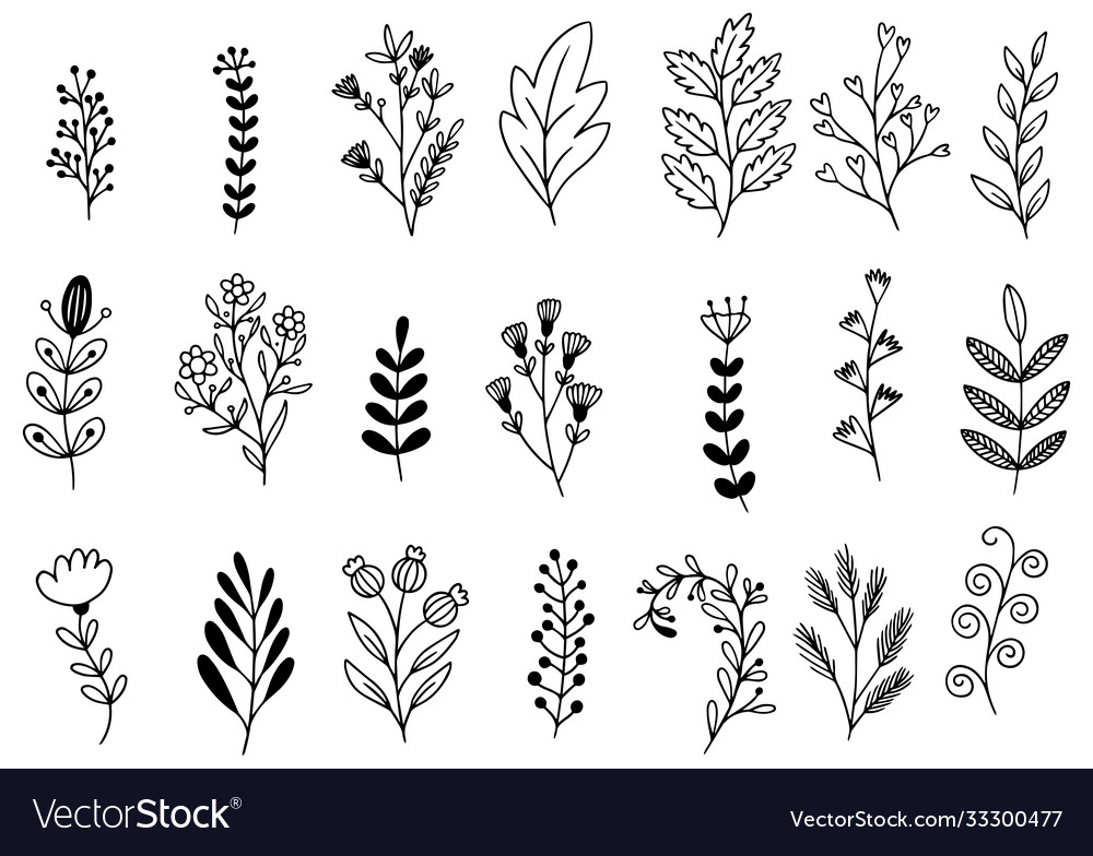 0051 hand drawn flowers doodle Royalty Free Vector Image